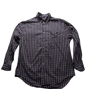 Hathaway Sport Shirt Mens XL Red Plaid Long Sleeve Cotton Button-Up Casual